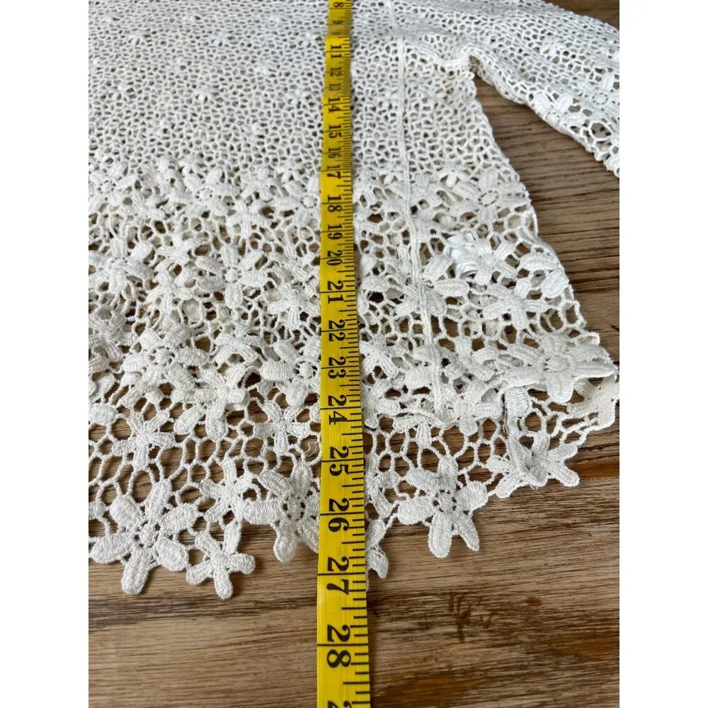 John Fashion Sweater Crochet Top Womens M Ivory Floral Boho